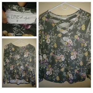 Grey/green floral top